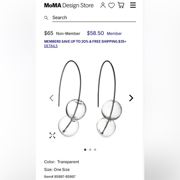 SOLD Glass ball earrings MOMA store - Picture 1 of 3